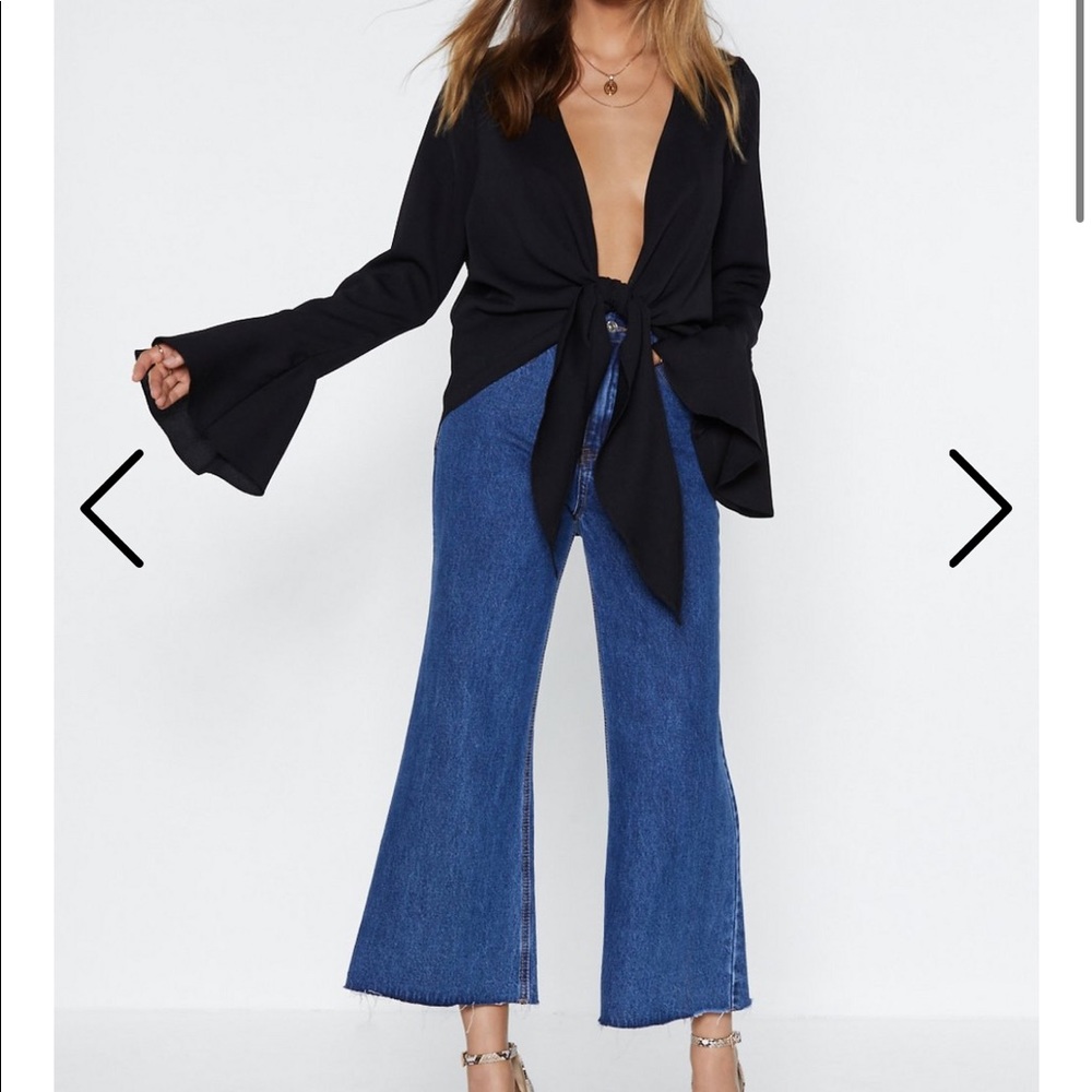 WHITE Nastygal Front Tie Top